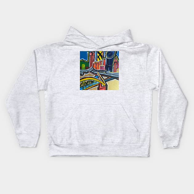 Brisbane City - A Colourful Painting Kids Hoodie by annaleebeer